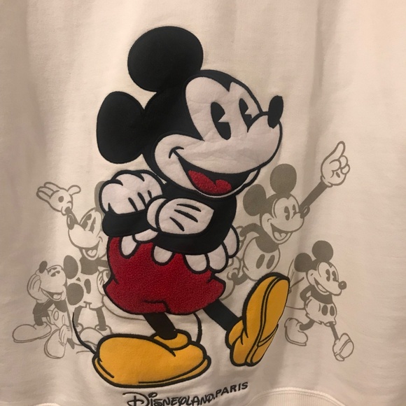 Disneyland Paris Mickey hoodie women 2X white embroidery cotton spell out Mickey - Picture 2 of 14